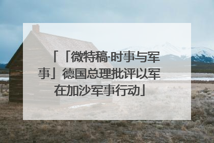 「微特稿·时事与军事」德国总理批评以军在加沙军事行动
