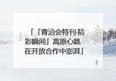 「青洽会特刊·精彩瞬间」高原心跳 在开放合作中澎湃