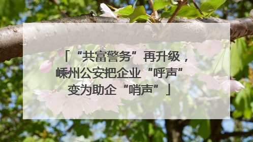 “共富警务”再升级，嵊州公安把企业“呼声”变为助企“哨声”