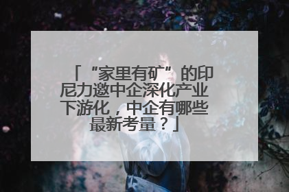“家里有矿”的印尼力邀中企深化产业下游化，中企有哪些最新考量？