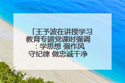 王予波在讲授学习教育专题党课时强调：学思想 强作风 守纪律 做忠诚干净担当的共产党员