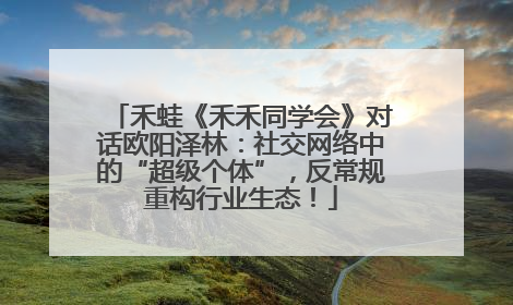 禾蛙《禾禾同学会》对话欧阳泽林：社交网络中的“超级个体”，反常规重构行业生态！
