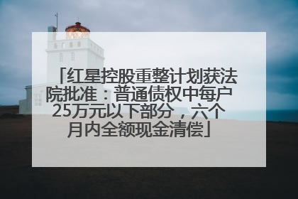红星控股重整计划获法院批准：普通债权中每户25万元以下部分，六个月内全额现金清偿