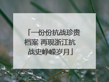 一份份抗战珍贵档案 再现浙江抗战史峥嵘岁月