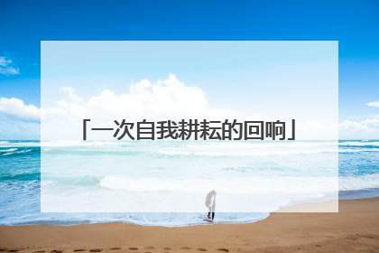 一次自我耕耘的回响