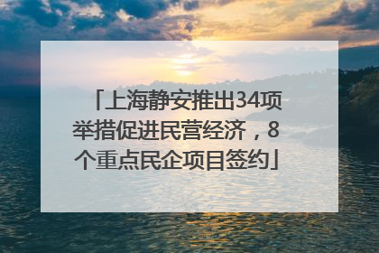 上海静安推出34项举措促进民营经济，8个重点民企项目签约