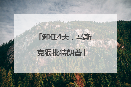卸任4天，马斯克狠批特朗普