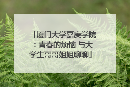 厦门大学嘉庚学院：青春的烦恼 与大学生哥哥姐姐聊聊