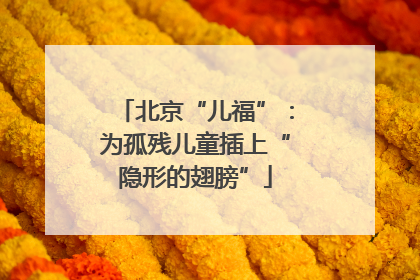 北京“儿福”：为孤残儿童插上“隐形的翅膀”