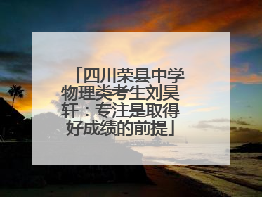 四川荣县中学物理类考生刘昊轩：专注是取得好成绩的前提