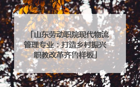 山东劳动职院现代物流管理专业：打造乡村振兴职教改革齐鲁样板