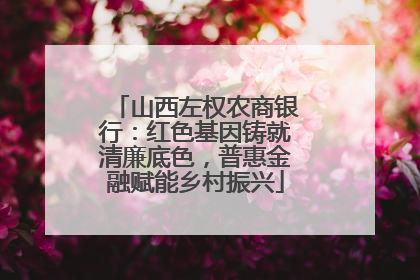 山西左权农商银行：红色基因铸就清廉底色，普惠金融赋能乡村振兴