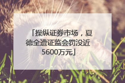 操纵证券市场，夏德全遭证监会罚没近5600万元