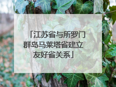 江苏省与所罗门群岛马莱塔省建立友好省关系