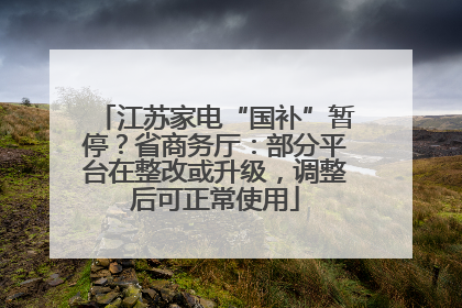 江苏家电“国补”暂停？省商务厅：部分平台在整改或升级，调整后可正常使用