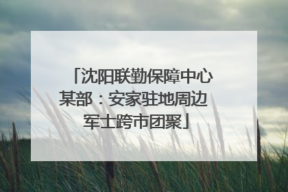 沈阳联勤保障中心某部：安家驻地周边 军士跨市团聚