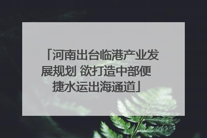 河南出台临港产业发展规划 欲打造中部便捷水运出海通道