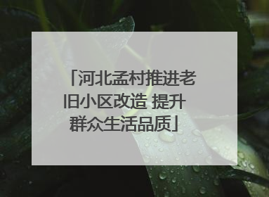 河北孟村推进老旧小区改造 提升群众生活品质