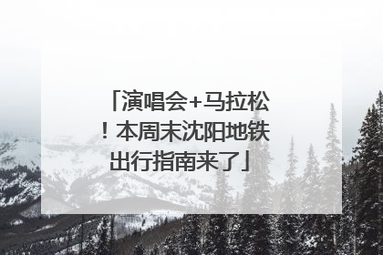 演唱会+马拉松！本周末沈阳地铁出行指南来了
