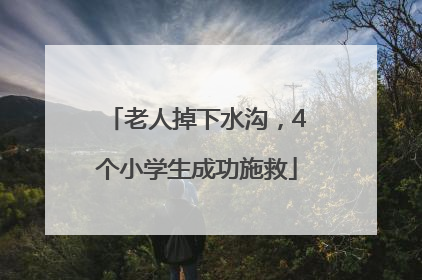老人掉下水沟，4个小学生成功施救