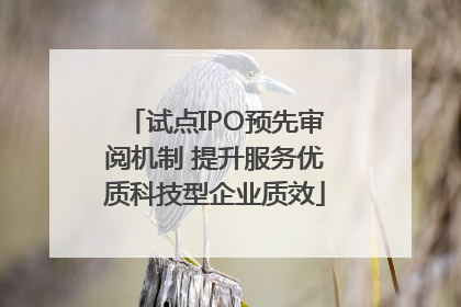 试点IPO预先审阅机制 提升服务优质科技型企业质效