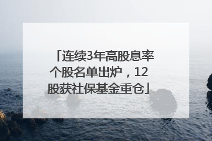 连续3年高股息率个股名单出炉，12股获社保基金重仓