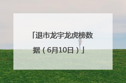 退市龙宇龙虎榜数据（6月10日）