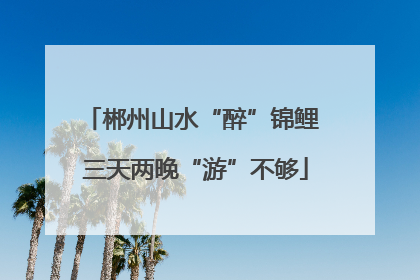 郴州山水“醉”锦鲤 三天两晚“游”不够