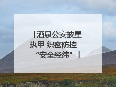 酒泉公安披星执甲 织密防控“安全经纬”