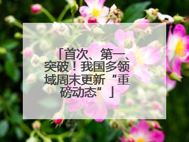 首次、第一、突破！我国多领域周末更新“重磅动态”