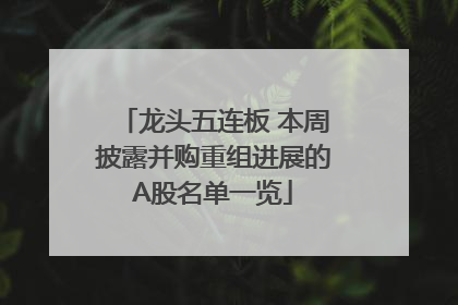 龙头五连板 本周披露并购重组进展的A股名单一览