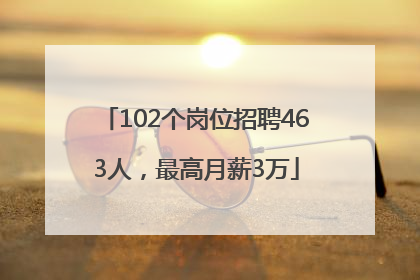 102个岗位招聘463人，最高月薪3万