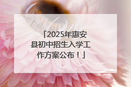 2025年惠安县初中招生入学工作方案公布！