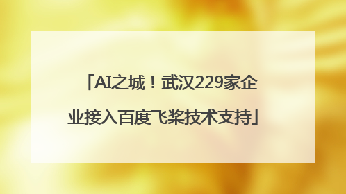 AI之城！武汉229家企业接入百度飞桨技术支持
